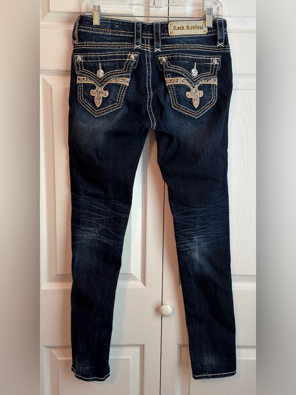 Rock Revival Women’s Sophia Skinny Jeans Flap Button Pocket Size 28